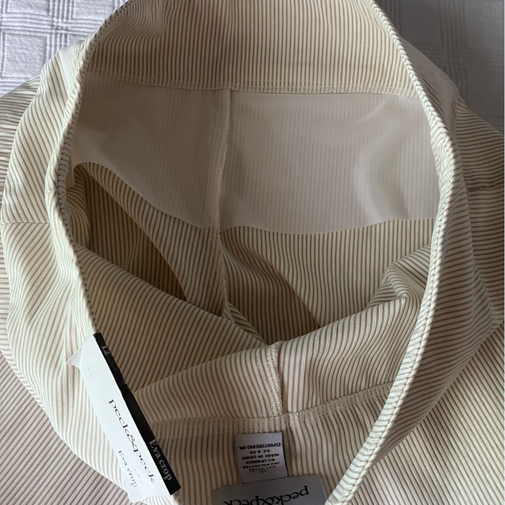 Peck & Peck Eva Crop Pants with Tummy Control Panel White and Tan Stripe… - Picture 8 of 13